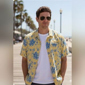 Daniel Cremieix Hawaiian Silk& Linen Blend Short Sleeve Shirt - Men's Large